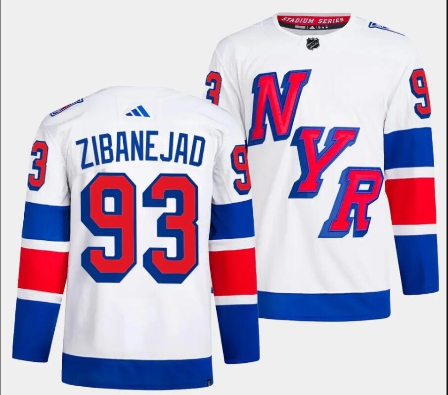 Men New York Rangers #93 Zibanejad white 2024 Hockey Stadium Series White Jersey